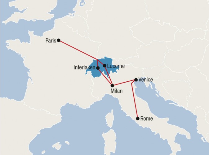 096_Karte Frankreich Schweiz Italien_Schoene Aussichten Turistik